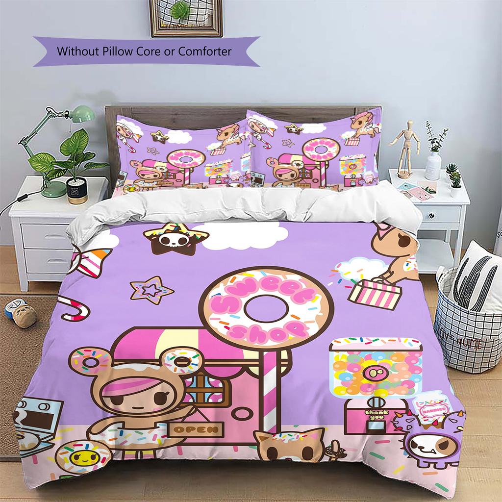 Tokidoki  Pattern Bedding Quilt Set  Home Decoration  Gift (1 * duvet cover + 2 * pillowcase  without core)