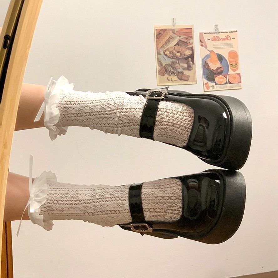 Women's Mary Jane Shoes with Medium Heels Round Toe Black Ladies Pumps Platform Elegant Dress On Offer Spring Casual Sale Shoe