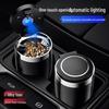 Car Ashtray with Metal Liner, One-Button Open, Soft Light, Ideal for Car Use