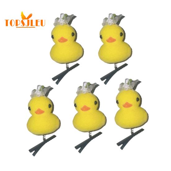 

5 шт. заколки для волос, эластичная пружинная корона, солнцезащитные очки, декор шляпы, милая форма утки, мягкий плюш, противоскользящая, заколки для украшения волос C