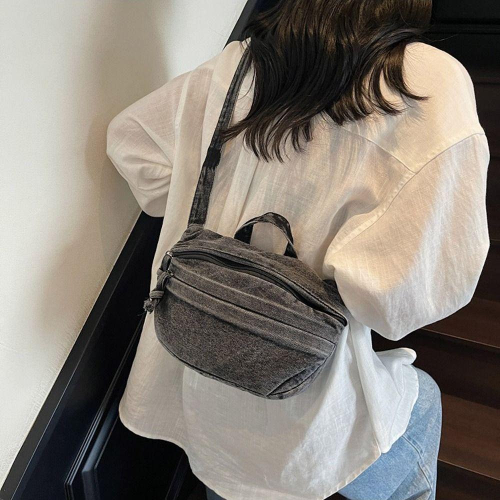 Handbag Retro Denim Bag Y2K Washed Jean Bag Portable Spicy Girl Shoulder Bag  Streetwear