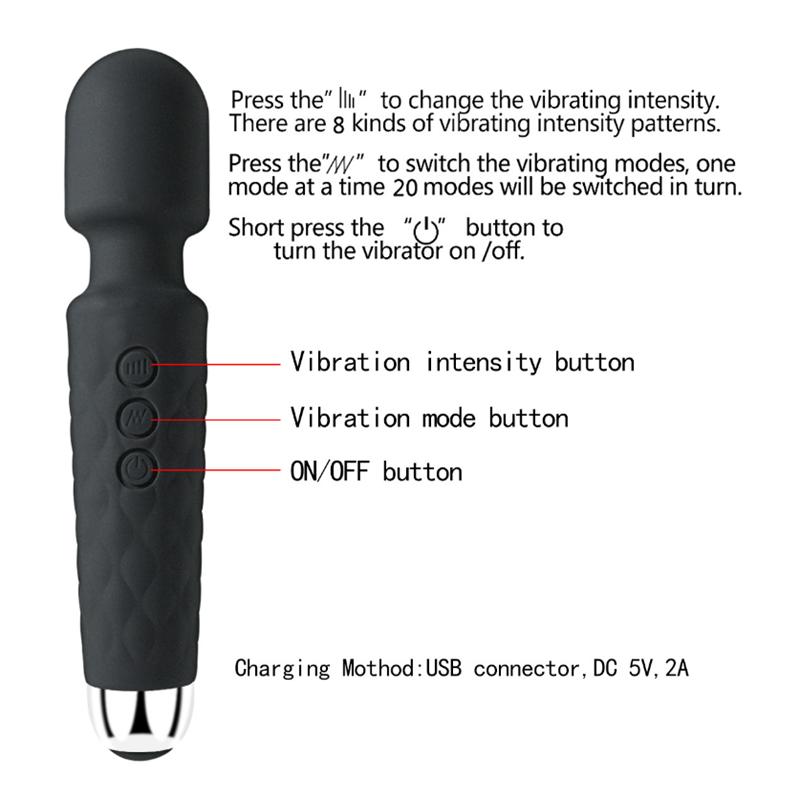 Women's 20-frequency Rechargeable Silicone Vibrating Av Stick Female Sex Toys Flirting and Masturbating Equipment