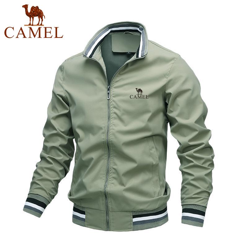 Camel Men's Spring and Autumn Outdoor Sports Solid Color Embroidered Jacket Men's Casual Jacket