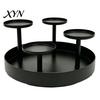 Bionic Floral Art Display Metal Pillar Candle Holder, Circular 4-Pillar Tiered Stand Durable Rust Resistant Holder for Christmas, Wedding, Dining