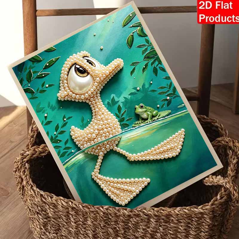 5D DIY Pearl Art Kit Cute Duck And Frog Themed Decor Home Wall Decoration