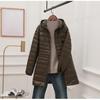 Women Light Down Jacket Hip-Length High Street Overcoat Female Long Warm Down Coat with Portable Storage Bag