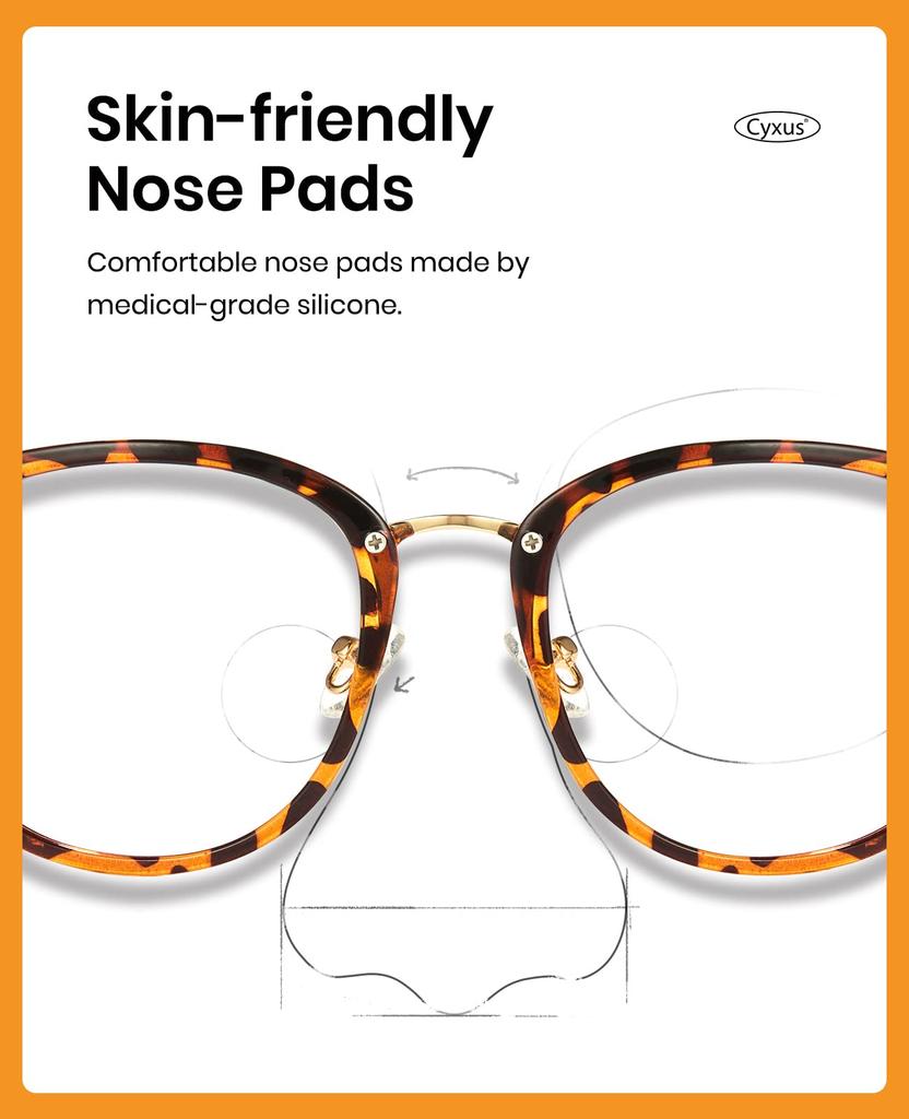Clear Blue Light UV Unisex Eyeglasses [Cyxus] Stylish, Oversized, Lenses, Cut, Protection, (8169T10 Tortoiseshell)