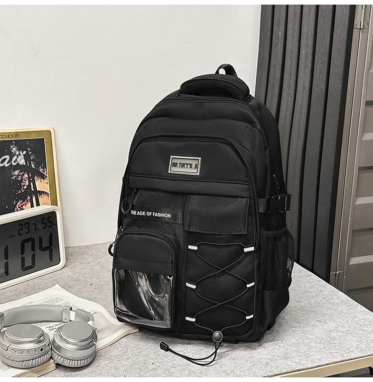 Schoolbag New High-value Korean Ins College Style Solid Color Simple Backpack Junior High School Students Lightweight Large-capacity Backpack