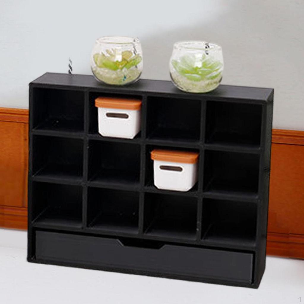 1/12 Display Cabinet Miniature Furniture Model Scenes Realistic Mini Organizer, Showcase with 12