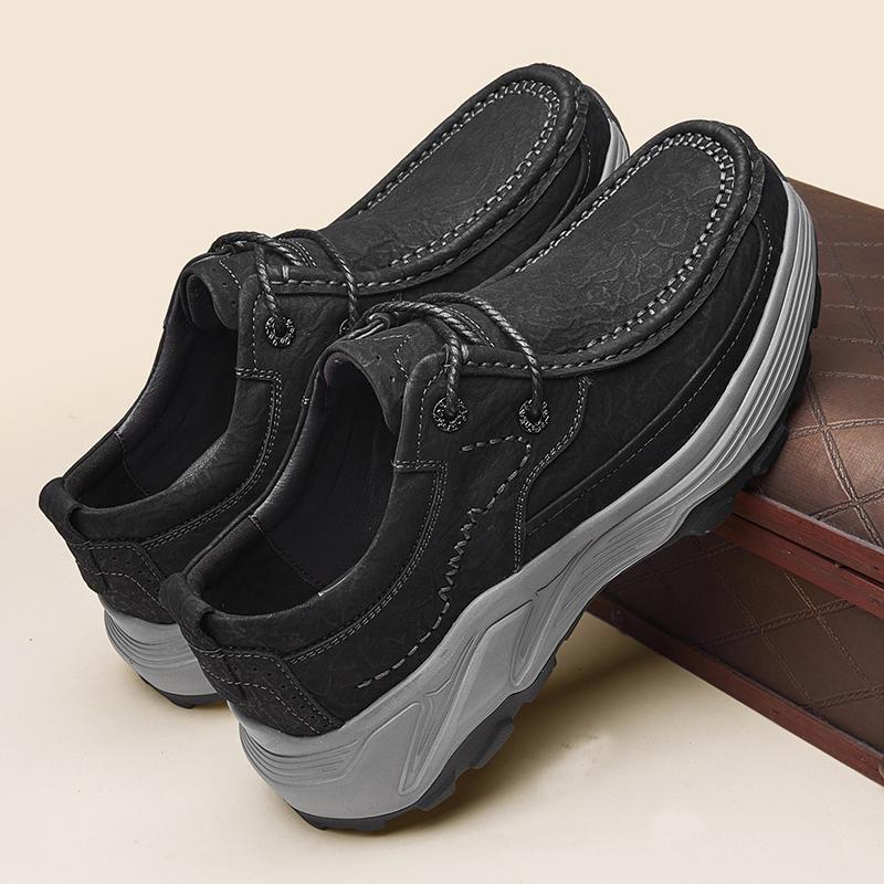 Fashion Genuine Leather Mens Casual Shoes Non-Slip Lace-Up Hiking Shoes Sneakers New Fashion Male Treking Footwear Comfortable Trainers