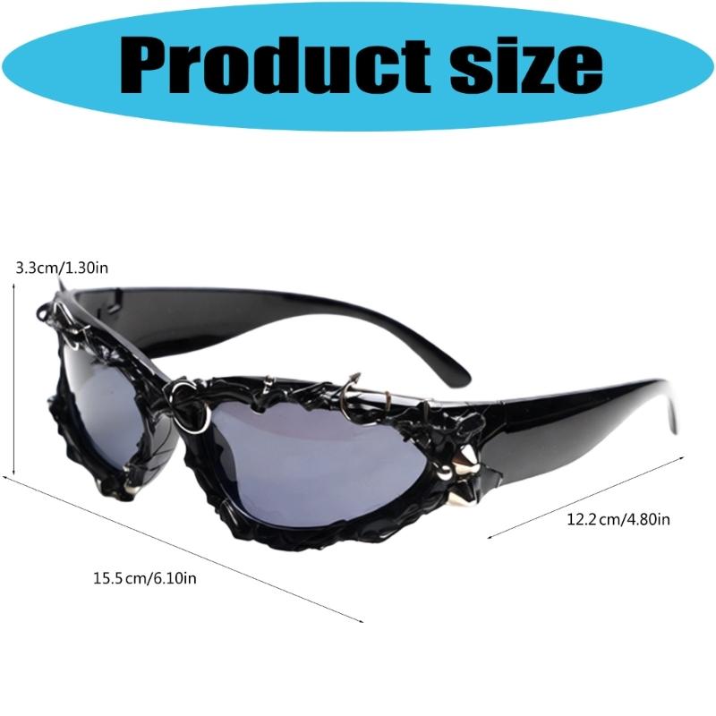Handcrafts Gothic Sunglasses with Comfortable PC Frame Cosplay Punk Eyewears for Social Occasion Men Women Accessories