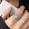 S sterling silver irregular pleated texture open ring simple ins index finger ring