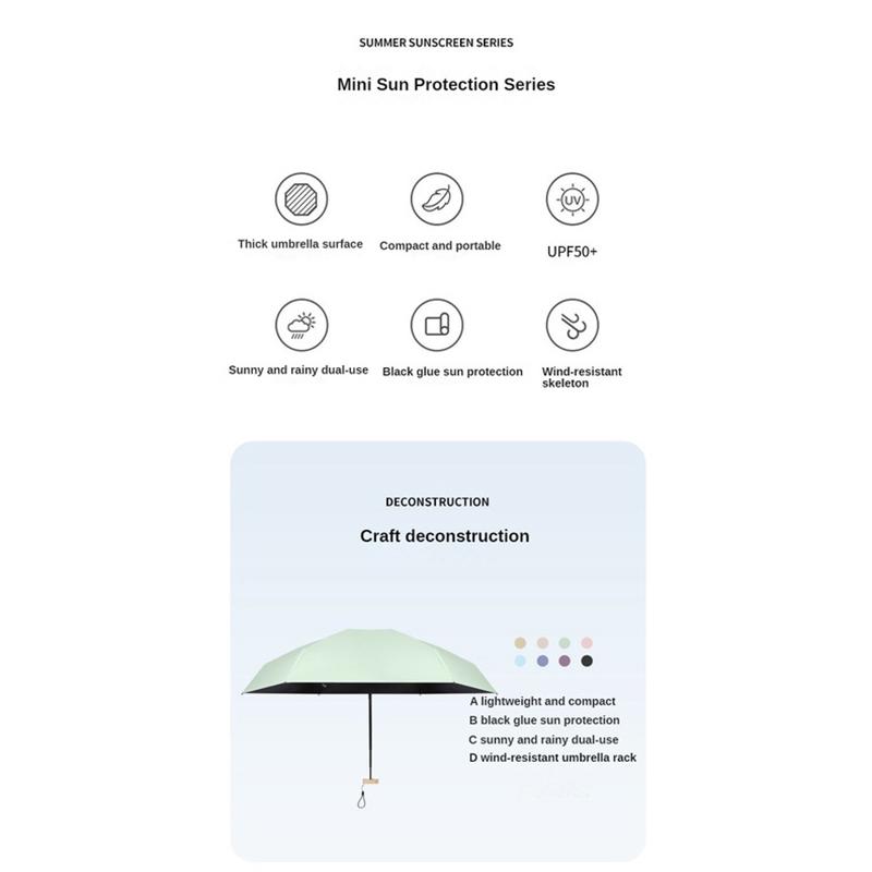 Mini Sun Umbrella, Small Pocket Umbrella, Folding Umbrella, Lightweight, Compact Pocket Umbrella