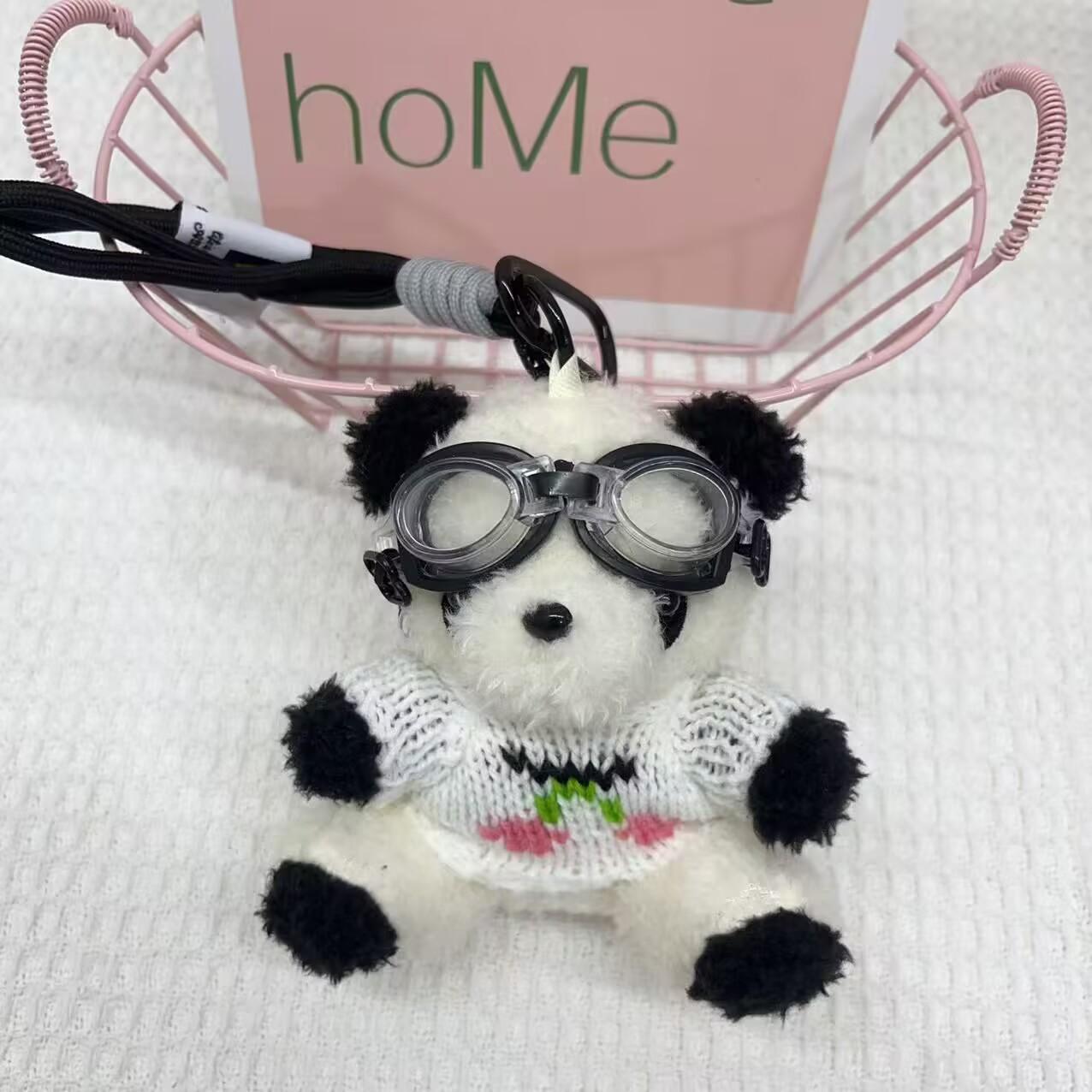 Soft Stuffed Plush Flash Camera Panda Doll Cute Animal Little Plush Toy Keychain Key Chain Bag Pendent Accessories Kids Gifts