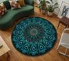 Vintage Blauw Medaillon Bloemen Oosters Perzisch Antislip Rond Tapijt Traditionele Boerderij Entree Decor Vloerkleed