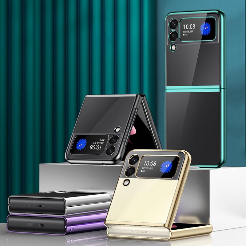 [Hot-selling] Applicable To Galaxy Zflip4 Folding Screen Mobile Phone Case Electroplated PC Flip3 Protective Case