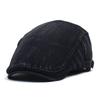 Washed denim beret men's and women's cap autumn and winter fleece thickened warm hat