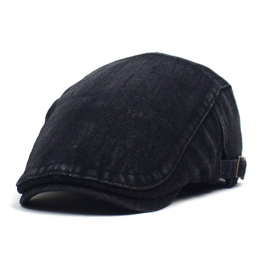 Washed denim beret men's and women's cap autumn and winter fleece thickened warm hat