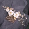 Bridal White Flower Hair Comb Elegant Women Alloy Comb Barrette Headwear for Princess Hair Accessories Headpiece Jewelry