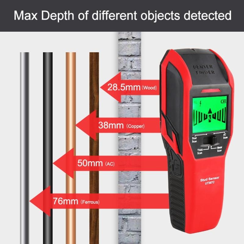 Portable Wire Pipe Detector Wood Metal Detector with LED Indicator Buzzer Multifunction Wall Studs Finder Scanning Tool
