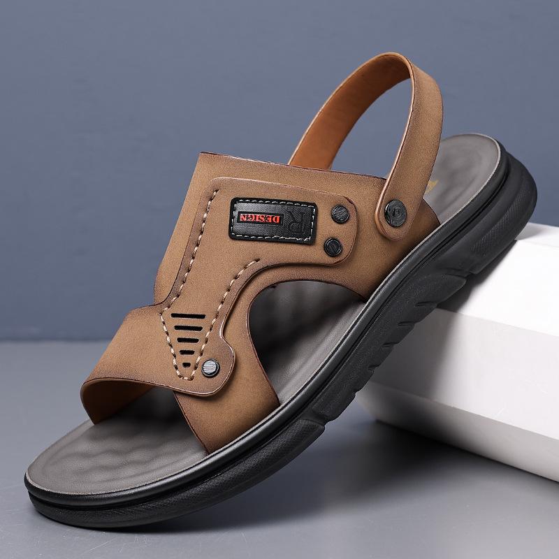 Leather Sandals Men's Outer Wear Summer Breathable Casual Men's Sandals Soft Surface Beach Men's Trendy Shoes 2025 Direct Sales