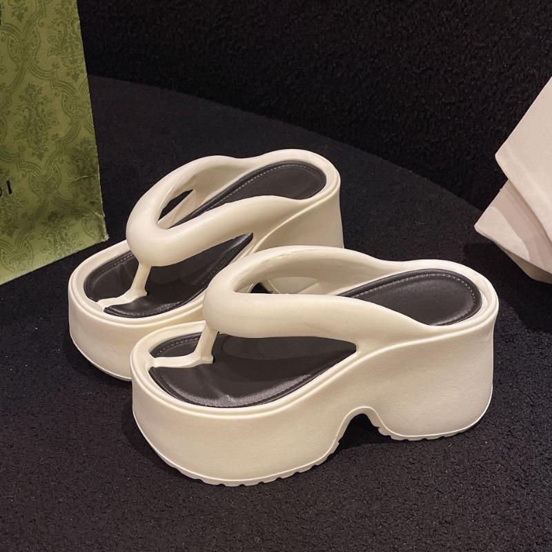 

Шлепанцы на толстой подошве из ЭВА на высоком каблуке для женской летней носки, модные для невысоких людей, чтобы увеличить рост, пляжные шлепанцы с перемычкой для пальцев, крутые тапочки 40/41