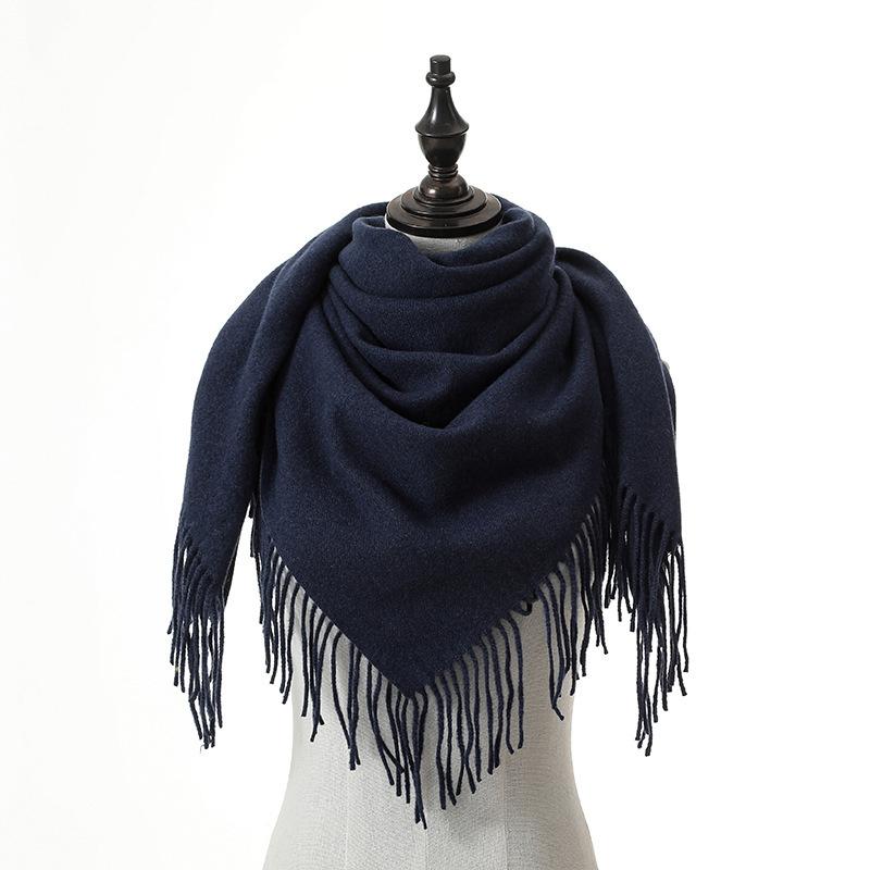 New Solid Color Wool Square Scarf Women's Imitation Cashmere Autumn and Winter Warm Scarf Cashmere Shawl