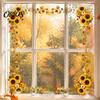 Autumn Home Ornaments Harvest Festival Static Glass Sticker, Window Clings with Maple Leaves Sunflowers And Theme Party Decor Berries Prints, Reusable