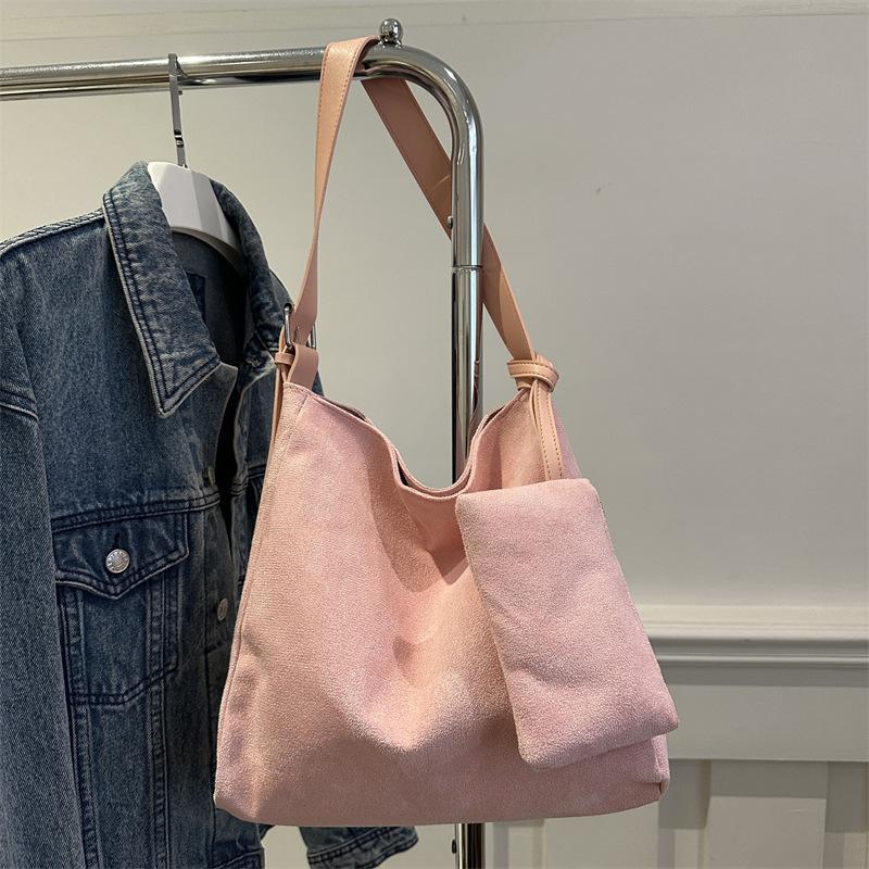 

Shoulder Solid Color Bag Retro Winter Lazy Style Large Capacity Bag Crossbody розовый