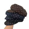 Simple star printing cotton and linen age-reducing octagonal hat women's autumn retro versatile painter hat showing face small flat top beret
