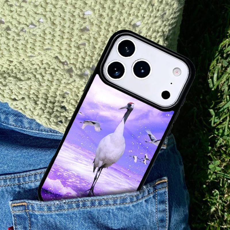 Red-crowned Crane Bird Phone Case For iPhone 17 AIR 16 Pro Max 15 14 Pro 11 12 13 Shockproof Silicone Cover