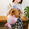 Cartoon Mermaid Water Pig Plush Backpack With Large Capacity For Girls And Teens