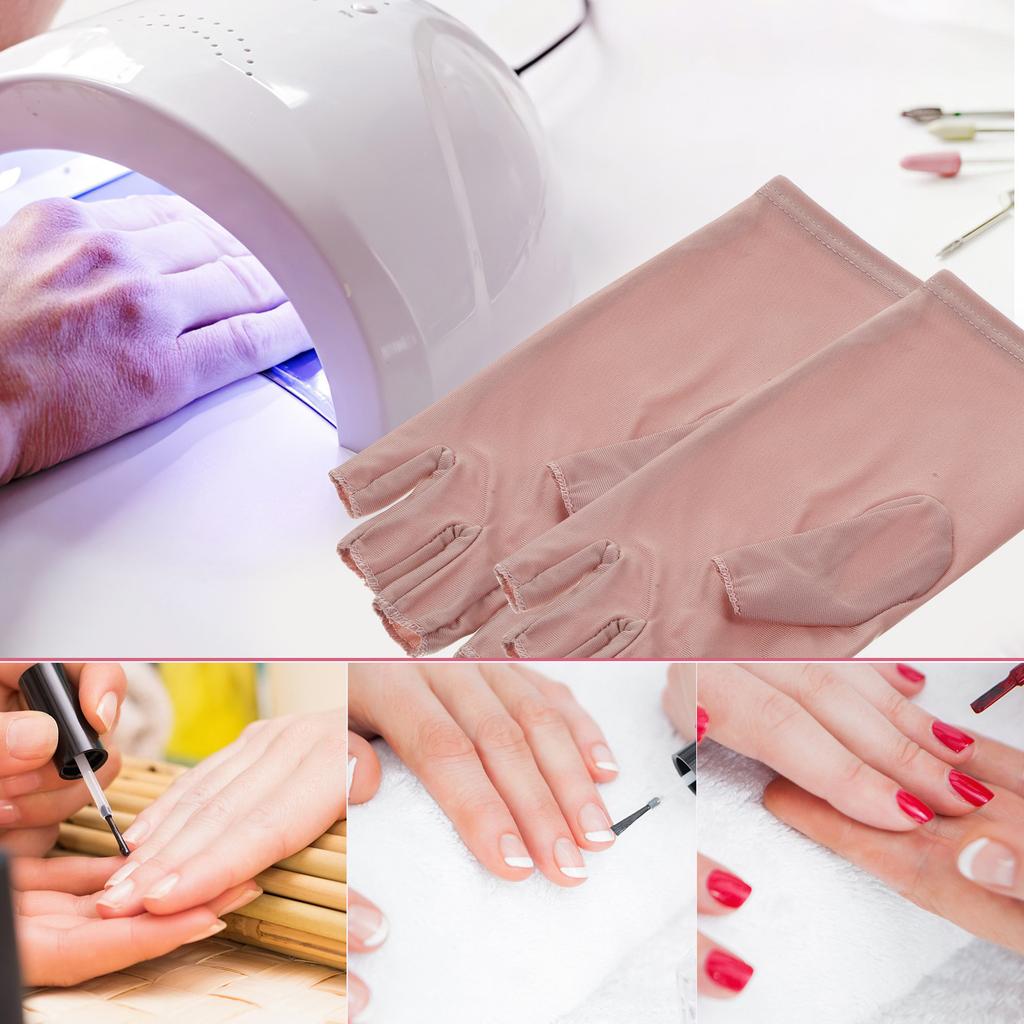 1Pair Uv Protection Nail Gloves for Gel Manicure Heat Resistant Anti-Uv Cotton Breathable Manicure Gloves for Nail Salon Women