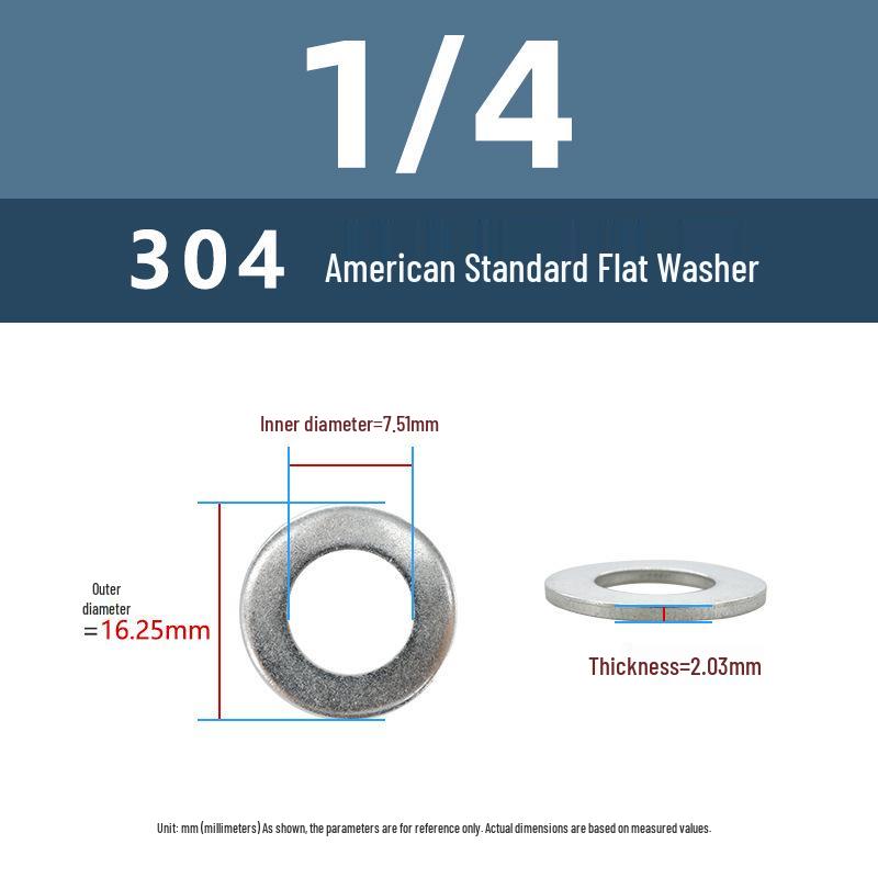 Yigu American 304 Stainless Steel Enlarged Thickened Washer 7/8" Hardware Screw Flat Round Piece
