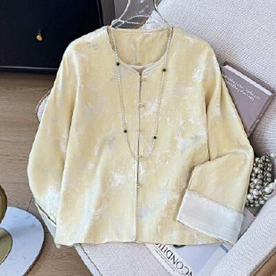 

2026 New Chinese Style Autumn Tang Suit Jacket for Middle-Aged and Elderly Women XL світло-жовтого кольору