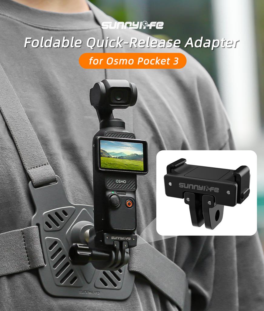Sunnylife Foldable Quick Release Adapter Mount For DJI Pocket 3 Extension Bracket with 1/4" Screw Hole Selfie Stick Tripod Adapt