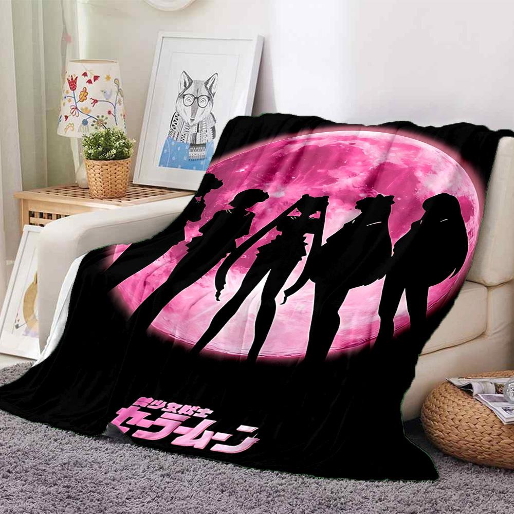 1pc Sailor Moon Soft Comfortable Blanket Digital Print, All Season Multipurpose Knit Fabric Bedding, Office, Sofa Home Decor Blanket