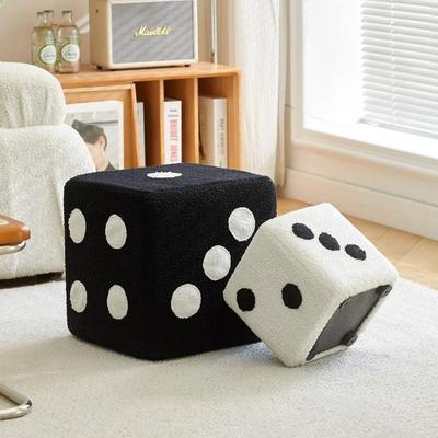 Home Door Shoe Changing Stool Dice Creative Pouf Lambskin Footstool Small Low Stool