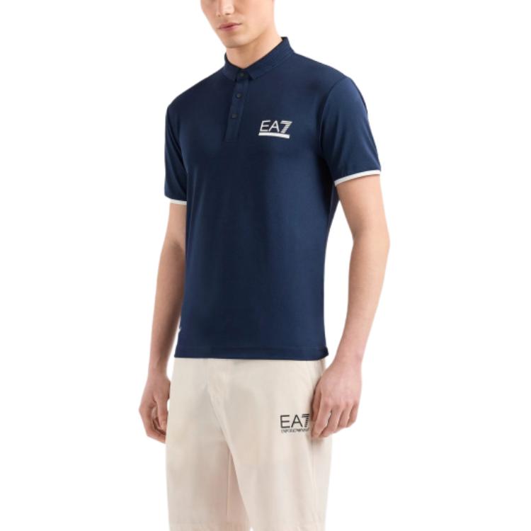 Emporio Armani EA7 SS24 Polo Shirt Men's Navy Blue 3DPF14-PJMLZ-1554
