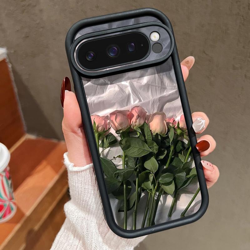 Oil Painting Rose Flowers Pattern Phone Case For Google Pixel 8 7 Pro 8A 9 Pro XL Candy Color Soft TPU Silicone Shockproof Cover For Pixel 9 8 7 Pro
