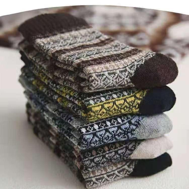 Herren Retro Kaninchenwollsocken - Warme Socken im Ethno-Stil für Herbst & Winter
