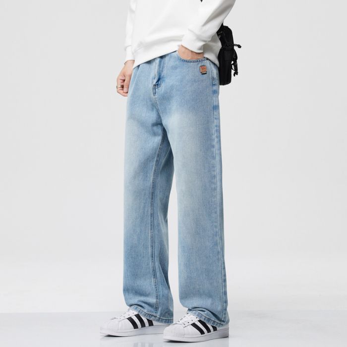 American retro trendy brand washed jeans men's spring and summer new loose wide-leg straight commuter long pants