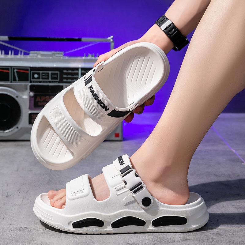 Men's Slippers Thick Sole Summer Beach Slides EVA Lightweight Open-toe Sandals for Men Non-slip Indoor Bathroom Home Shoes