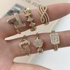 Diamond-encrusted Letter Love Fan-shaped Geometric Ring Exquisite Temperament Less Ring Ring Ring