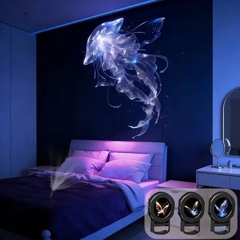 Led Usb Projector Light 3/6Pcs Projection Patterns- Adjustable Whale Butterfly Jellyfish Starfish Night Light Festival Gift