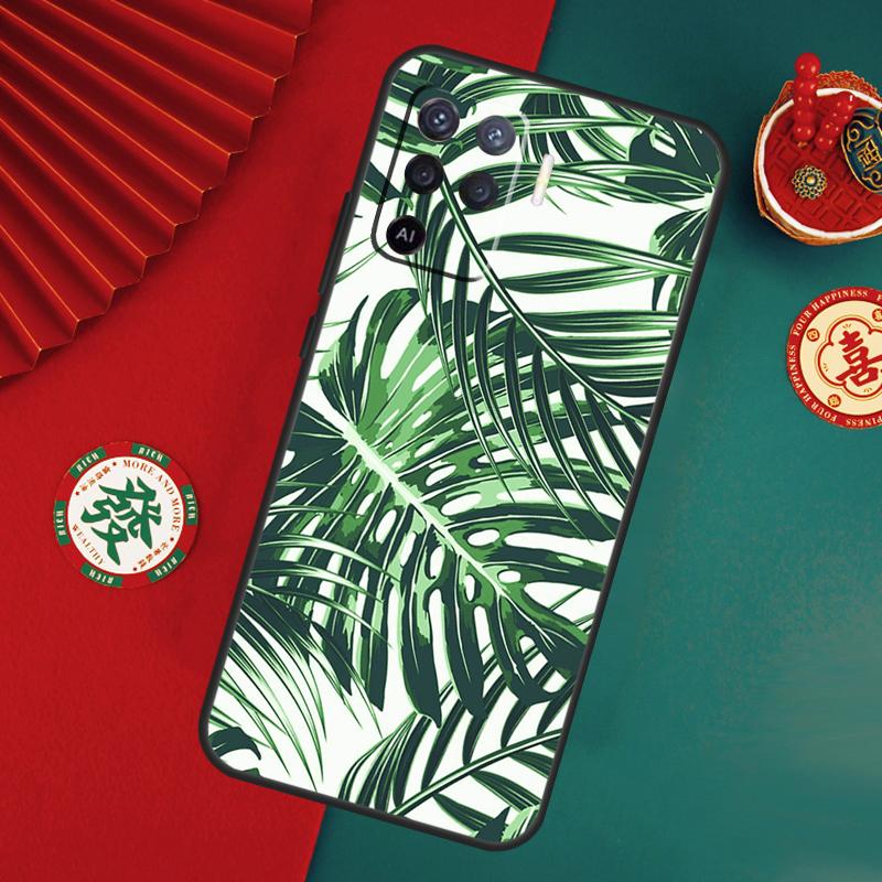 Tropical Green Plant Leaf For OPPO A17 A16 A15 A54 A74 A94 A53S A57S A77 A52 A72 A5 A9 A53 A76 A96 A58 A78 A98 Case
