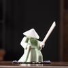 Ceramic Swordsman Incense Holder: Creative Sword-Dancing Ornament & Stick Burner Base