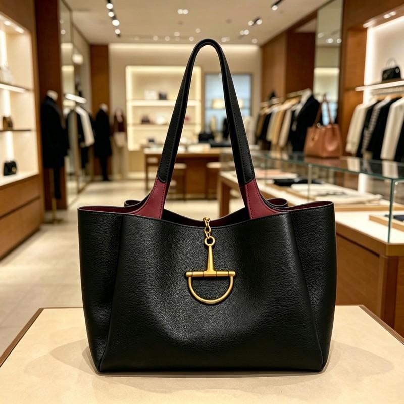 Womens Large PU Tote Shoulder Bag Retro Minimalist Crossbody Daily Commute Street Style