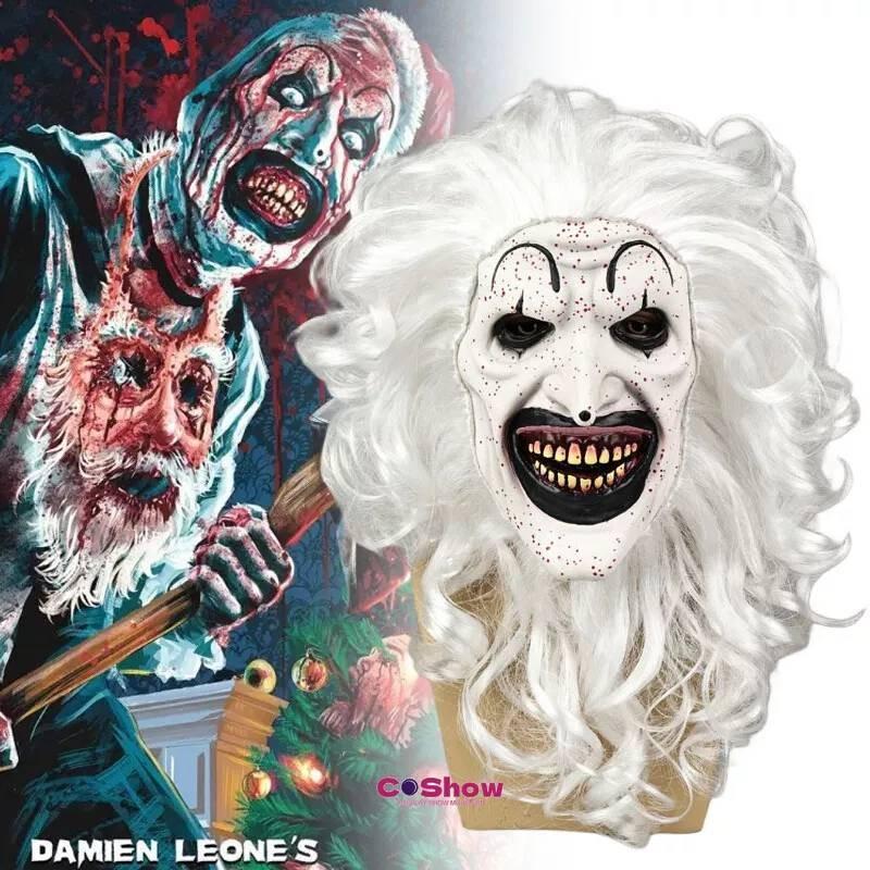 Hair Terrifier Curly Speckle Blood Teeth Mask Halloween Cosplay Prop Movies