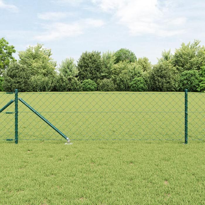 VidaXL Clôture en maillon avec 7 poteaux à pointe 0,8x10 m en acier galvanisé 3351156